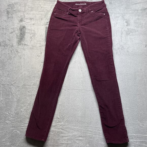 Maurices Women's Slim Wine Burgundy Corduroy Dress Mid Rise Pants Carrier Size M - Picture 1 of 10